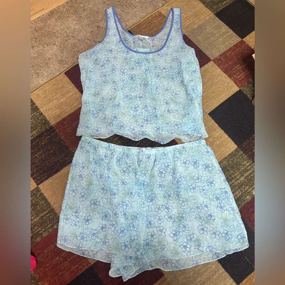 Cacique Light Blue Floral Pajama Set